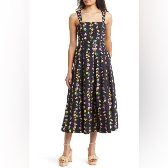 Banjanan Ophelia Floral Print Dress In Folk Floral Onyx Women’s Sz S - Picture 1 of 7